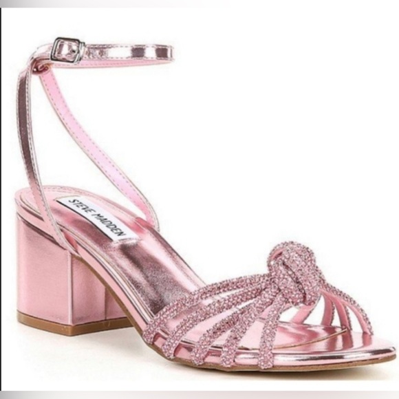 Steve Madden Shoes - Steve Madden Ilyse Heeled Sandal Pink Metallic Leather Rhinestone